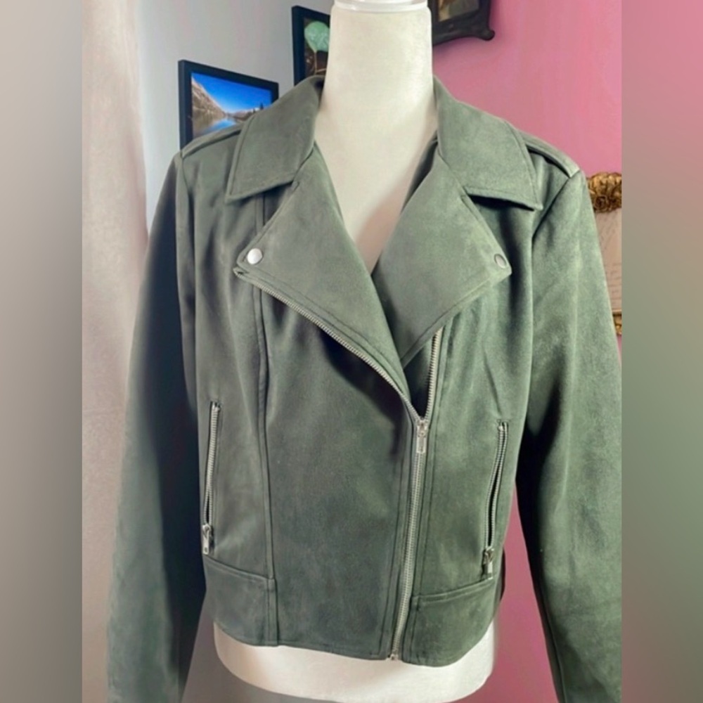 BB Dakota by Steve Madden: Green Suede like Moto Jacket